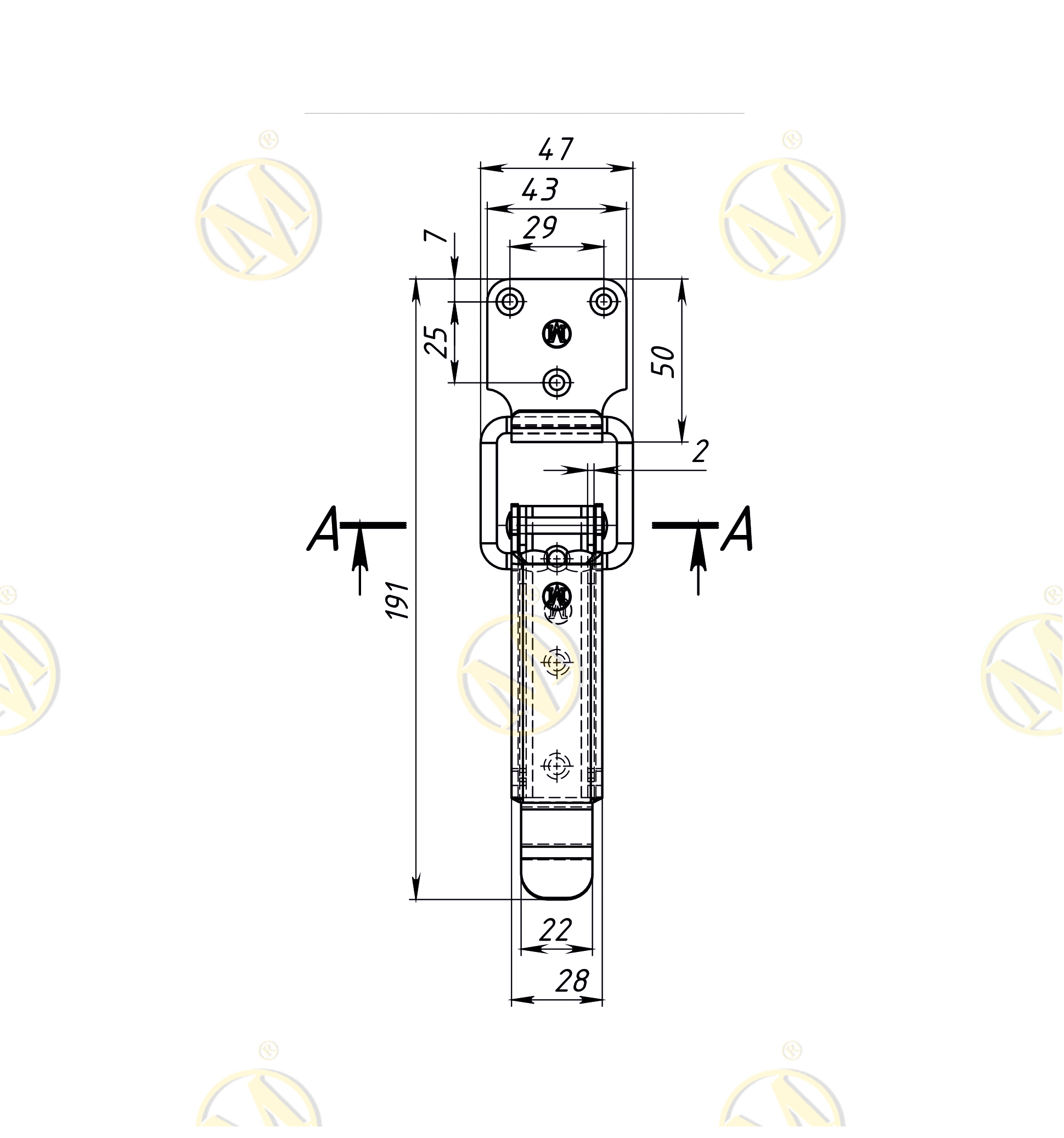 ЗАМОК НАКИДНОЙ L-190мм (40 шт.)